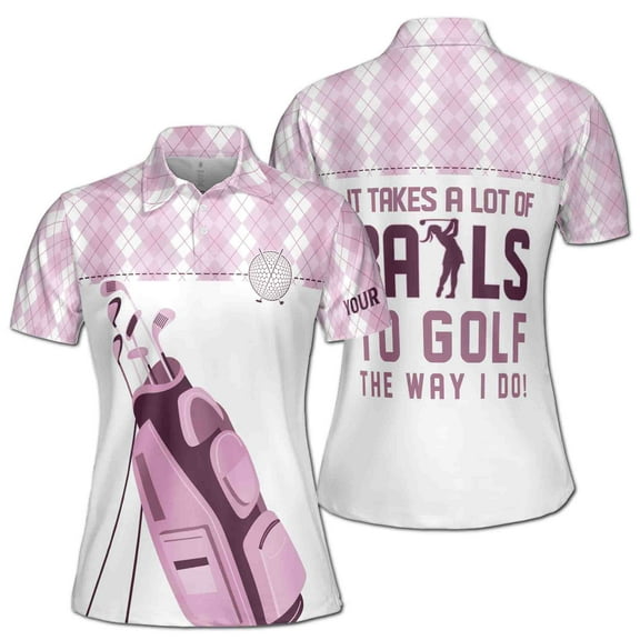 Purple Pink Argyle Golf The Way I Do Women's Polo Shirt S-5XL