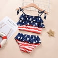 thumbnail image 2 of MuZeFu Toddler Swimsuits for Girls Toddler Girls Three-piece Swimsuits Stripe Independence Day Beach Bathing Suit, 2 of 9