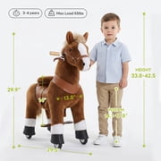 PonyCycle Kid-Powered Hores Ride-On Toy, No Battery, Smooth Wheels, Ages 3-4, Brown, U324