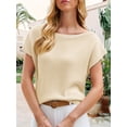 thumbnail image 5 of Short Sleeve Womens One Shoulder Sweater Tops Casual Loose Knit Going Out Shirt, 5 of 6