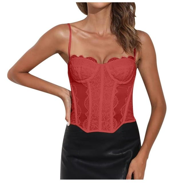 Corset en Dentelle pour Femmes Bustier Bretelles Réglables Dos Nu Haut pour Fêtes et