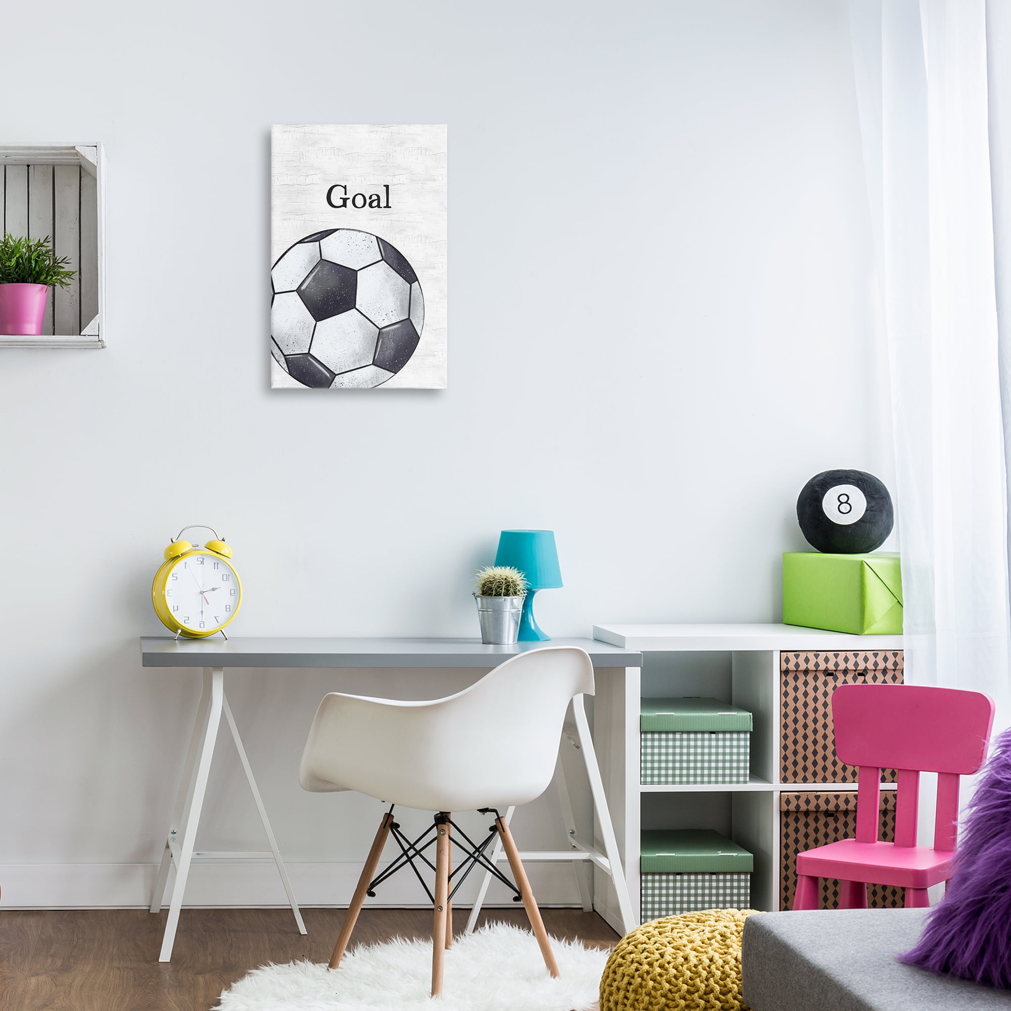 Stupell Industries Soccer Ball Goal Sports Painting Wrapped Canvas Art Print Wall Art, 16 x 24
