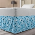 thumbnail image 1 of Duck Bed Skirt, Rhythmic Duckies Waterfowls with Sketch Style Waves Illustration Pattern, Elastic Bedskirt Dust Ruffle Wrap Around for Bedding Decor, 4 Sizes, Pale Sky Blue and White, by Ambesonne, 1 of 2