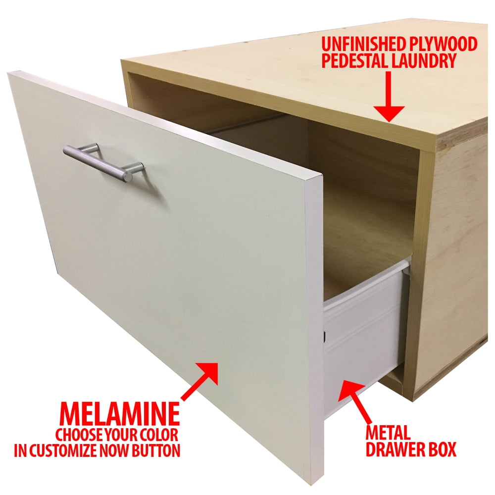 Laundry Pedestal With Drawer Box and Melamine Cover Front - Choose your Size and Color- for LG, Kenmore, Frigidaire Laundry or Dryer 32W x 32L x 16H