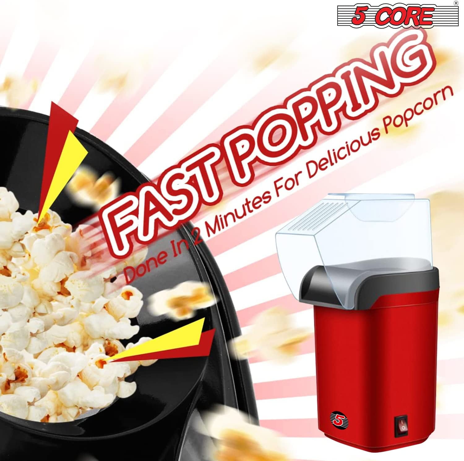VAlinks Hot Air Popcorn Machine, Popcorn Maker, 1200W Home Electric Popcorn  Popper with Kernel Measuring Scoop, Healthy Oil-Free & BPA-Free for Home