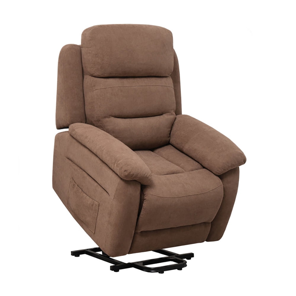 Finihen Electric Power Lift Relax Sofa Recliner Chair, Power Lift Recliner Sofa with Side Pocket and Remote Control, for Elderly, for Living Room, Bedroom, Brown