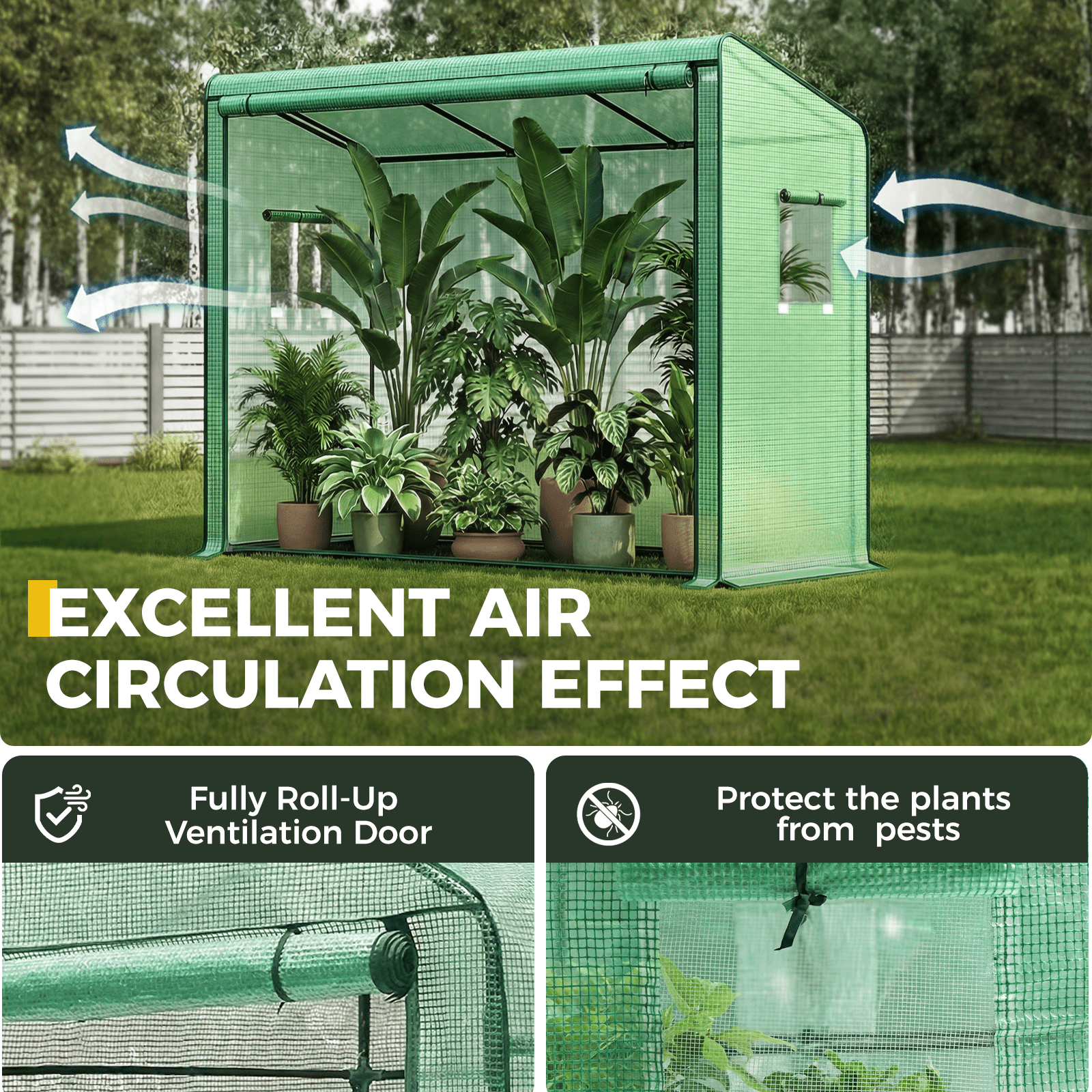 GENTINGBRO Portable Mini Greenhouse Small Green House with Waterproof Pad Plant Cover Tent for Garden Small Plants Indoor Outdoor, Green PE