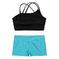 thumbnail image 3 of Zaldita Kids Girls 2 Piece Gymnastics Outfit Dance Crop Tank and Athletic Shorts Short Leggings Set Black&Lake Green 10, 3 of 7