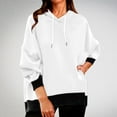 thumbnail image 2 of Womens Color Block Sweatshirt Plus Size Round Neck Long Sleeve Drawstring Hoodies Casual Loose Pullover Tops With Pocket, 2 of 5