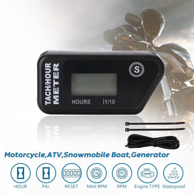 Motocicleta universal 60000RPM LCD Digital Hour Meter Temporizador reiniciable a prueba de agua