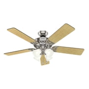 Hunter 52 inch Indoor Ceiling Fan with LED Lights and Pull Chain - Standard Mount Ceiling Fan, 5 Blades, For Bedroom, Living Room, or Kitchen, Quiet - Studio Series 53064, Brushed Nickel