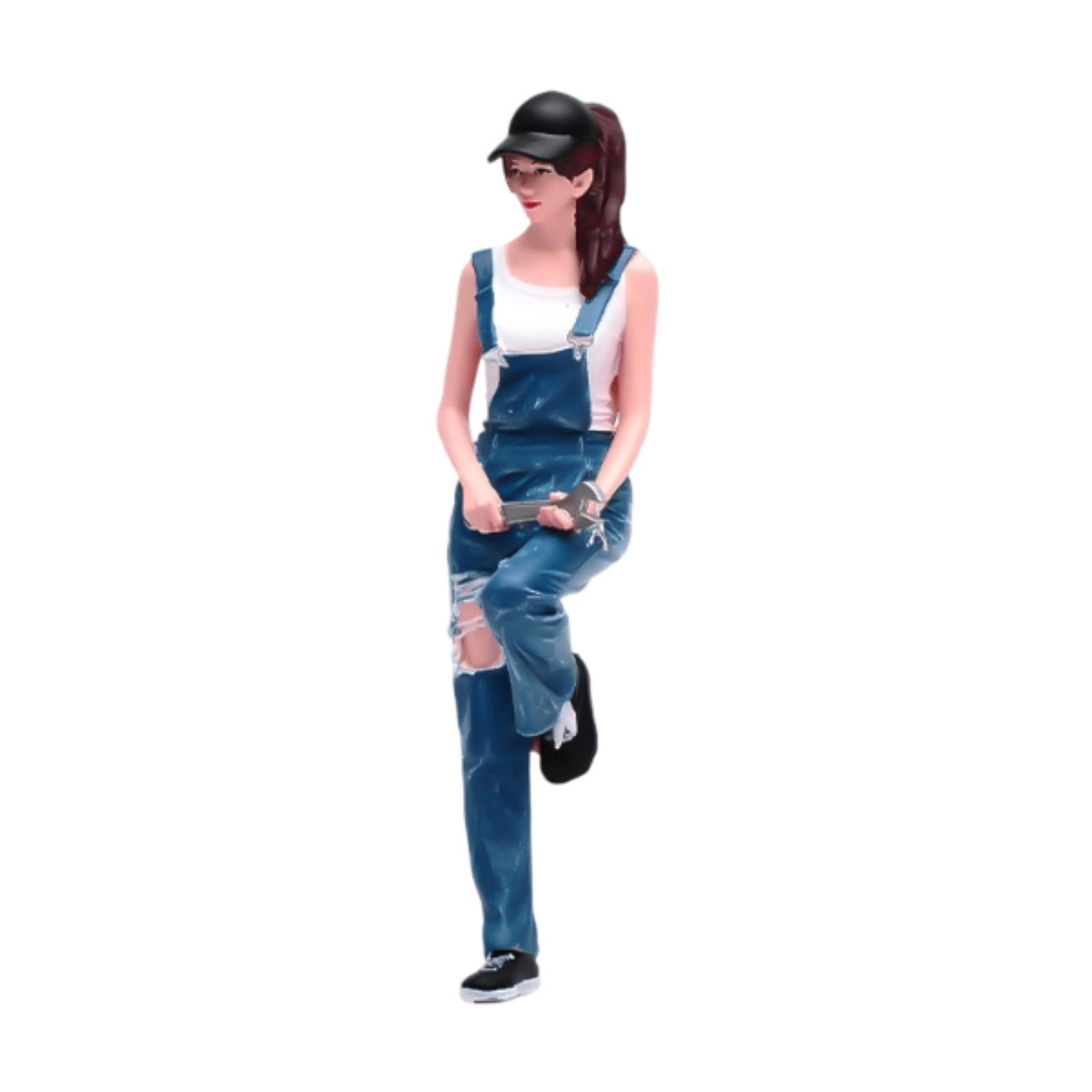 LeeQinersw 1/18 Female Auto Mechanic Model Dioramas for Micro Landscape Miniature Scene