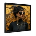 thumbnail image 2 of Designart "Sunglasses Woman Portrait in Black and Yellow II" Fashion Framed Wall Art Decor - Glam Black Woman Glam Living Room Framed Canvas Art, 2 of 6