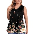 thumbnail image 4 of Playeras,Blusas y Tops,Ropa para Mujer Tank Top Mujeres Camiseta sin mangas de cuello redondo sin mangas suelta informal con estampado de moda de verano para mujer (Black, XXL), 4 of 5