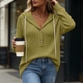 thumbnail image 4 of Women's Ribbed Hooded Sweater - Loose Buttoned Pullover Long Sleeve Sweatshirt - Lightweight Fall Daily Versatile Tops, 4 of 8