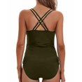 thumbnail image 4 of MSJUHEG Strapless Swimsuits for Women,Ruched Push Up Bathing Suit,Tie Side,One Piece Swimsuits,Monokini Swimsuits for Women,Plus Size One Piece Swimsuit,Full Coverage Slimming Swimwear Green S, 4 of 5
