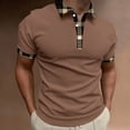 thumbnail image 2 of PEASKJP Mens Polo Shirts Mans Fashion Short Sleeve Polo Shirts Summer Casual Band Collar Tops Shirt (Coffee,4XL), 2 of 3