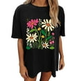 thumbnail image 2 of Njoeus Womens Tops Custom T Shirts Womens Casual Oversized T-Shirt Trendy Cute Floral Tops Summer Workout Shirts Loose Funny Flowers Graphic Tees for Women Teen Girls Business Casual Outfits for Women, 2 of 5