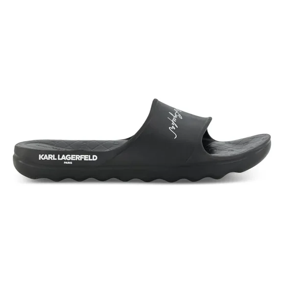 CHANCLAS KARL LAGERFELD NEGRA CON LETRA CURSIVA