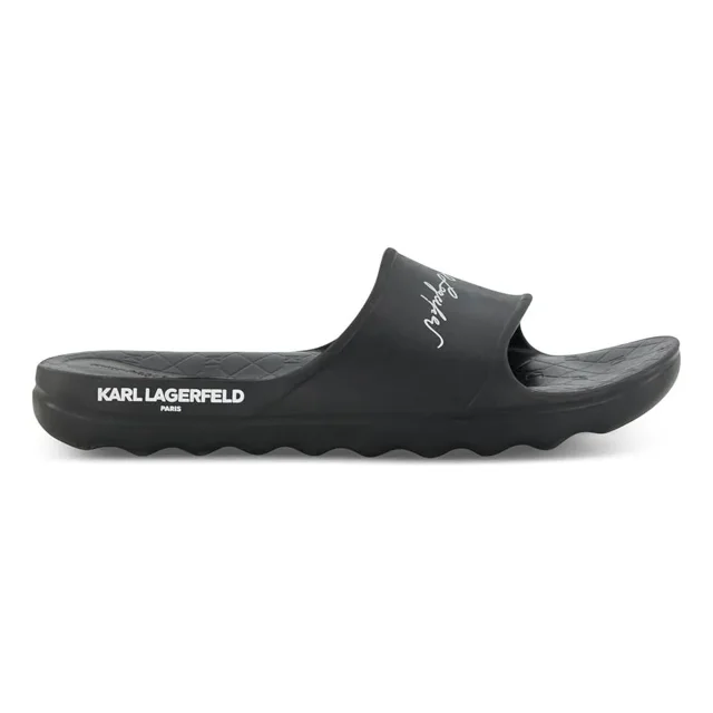 CHANCLAS KARL LAGERFELD NEGRA CON LETRA CURSIVA