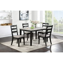 Transitional Dining Room 5pc Set Wooden Two-Tone Design Dining Table 4x Side Chairs Ladder Back Cushion Seats Furniture