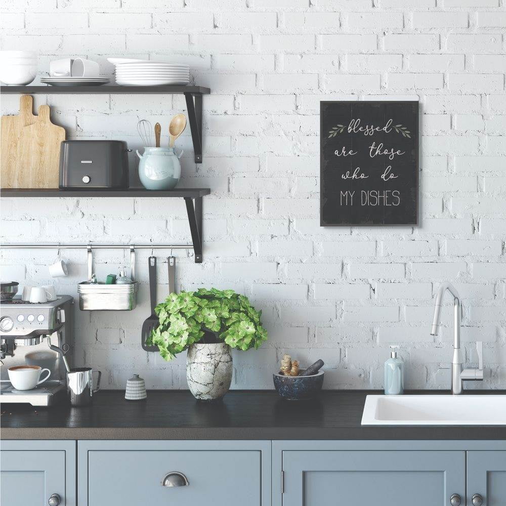 Stupell Industries Blessed Dishes Funny Family Kitchen Word Design Framed Wall Art by Daphne Polselli