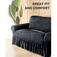 thumbnail image 4 of Dicasser Sofa Slipcover 1 Piece for 2 Cushion Couch Cover with Skirt, Durable Washable High Elastic Stretchable, Easy Fit Universal Furniture Protector(2 Seater,Black), 4 of 7