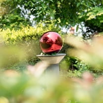 Beaupretty Outdoor Garden Decor Red Stainless Steel Reflective Gazing Ball Polished Metal Sphere