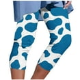 thumbnail image 6 of QATAINLAV Cropped Leggings for Women Oversized Milk Silk Soft Running Yoga Capri Pants Casual High Waisted Legging Capris Fashion Printed Tights Today's Lightning Sales Blue 3XL, 6 of 6
