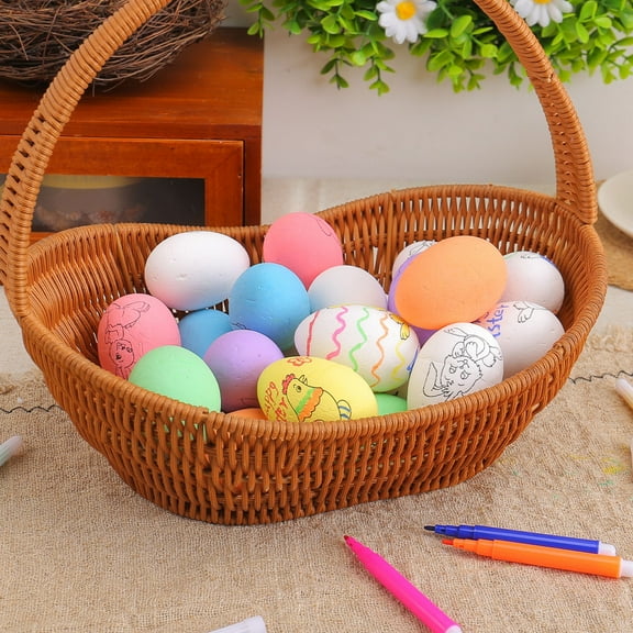 Gallickan Easter DIY Craft Kits for Kids, 6 Pcs Easter Unfinished Eggs with Drawing Pen and Color, Easter Bunny Hand-painted Set, Easter Party Decorations, A