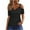 Black-03, variant on Mittory Cold Shoulder Tops for Women Casual Summer Sexy Eyelet Tunic Shirts Short Sleeve V Neck Blouses