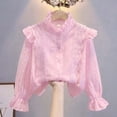 thumbnail image 4 of Mnyotv School Outfits for Girls Classic Uniform Shirts Ruffle Long Sleeve Button Down Shirt Kids Fall Clothes Tops Size 4-5Y, 4 of 8
