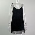 thumbnail image 4 of Vestido Mini vestido ajustado para mujer Vestido sin espalda con lentejuelas y borlas brillantes (Negro S) Cgtredaw Negro T S para Mujer, 4 of 8