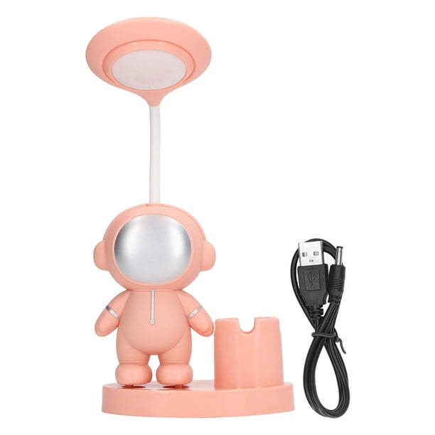 Lámpara De Escritorio Pequeña, Lámpara De Estudio De Luz Suave Suave De Forma Recargable Con Sacapuntas De Portalápices Para Dormitorio ANGGREK Rosa