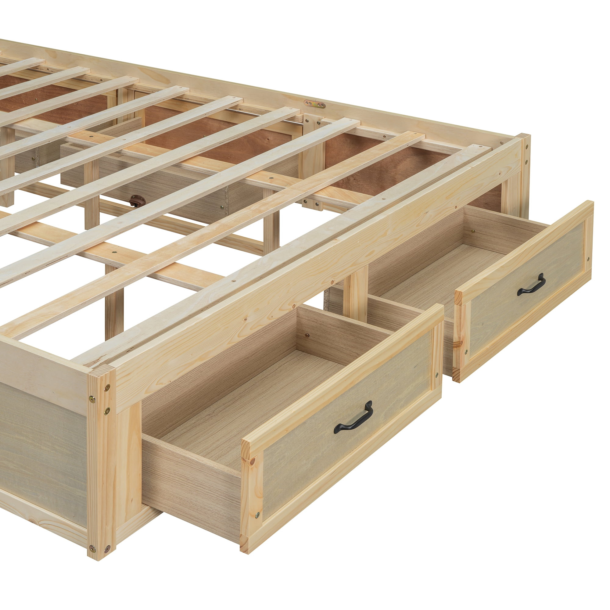 Aukfa Full Size Storage Platform Bed with 6 Drawers, Farmhouse Captain Bed Frame, Antique Oak
