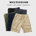 thumbnail image 1 of Shorts pour Hommes Taille Élastique Séchage Rapide Coton Léger Randonnée Cargo Bermuda Khaki L, 1 of 9