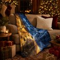 thumbnail image 3 of Two Wolves with Moon Circles and Dreamcatcher Feathers, Mystical Wildlife Motif for Wolf Lovers, Anniversary Gift, Soft Flannel Blanket for Cabin and Bedroom, Rustic Home Decor, 3 of 9