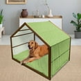 thumbnail image 2 of Goat Pet House, Pattern with Graphic Goat Herd Grazing on Green Meadow Full of Daisies Print, Outdoor & Indoor Portable Dog Kennel with Pillow and Cover, 5 Sizes, Pearl Tan Lime Green, by Ambesonne, 2 of 4