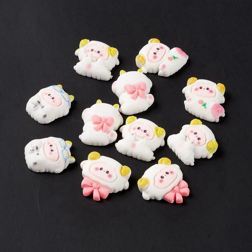 BEEFLYING 100Pcs Assorted Animal Flatback Resin Charm Happy Face Slime Opaque Charm Heart Animal Epoxy Slime Charm for DIY Jewelry Craft
