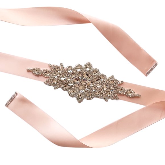 Womens belt Crystal Wedding Belts Satin Rhinestone Wedding Dress Belt Wedding Accessories Bridal Ribbon Sash Belt Snow bud color