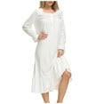 thumbnail image 1 of Pompotops Robe Décontractée à Manches Longues pour Femmes Col Carré Mi-Mollet Tenue de Maison en Solde, 1 of 4