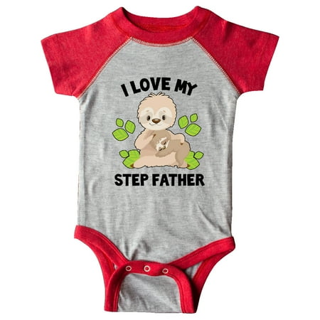 

Inktastic Cute Sloth I Love My Step Father with Green Leaves Gift Baby Boy or Baby Girl Bodysuit