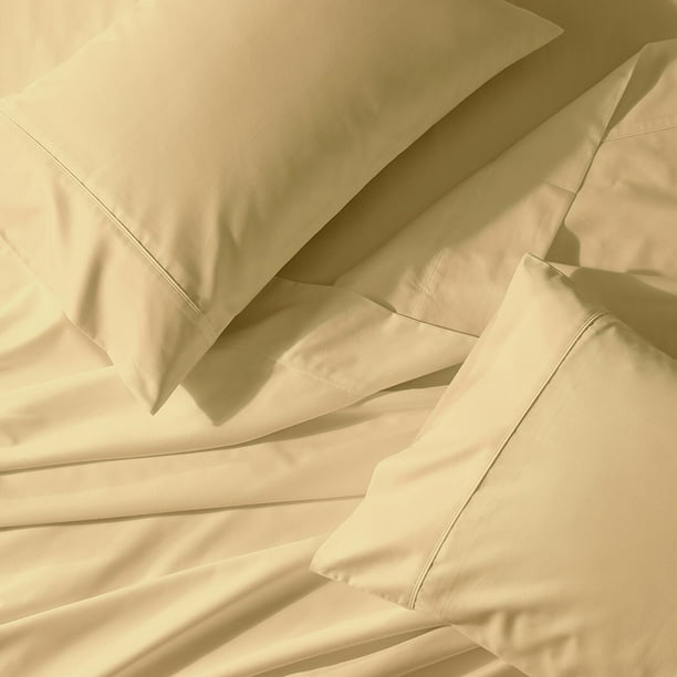 Split California King Adjustable Bed Sheets Abripedic Crispy Soft 100%  Cotton Percale Sheets - Gold - Walmart.com