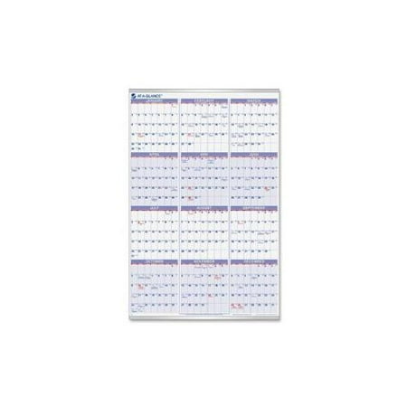 Yearly Wall Calendar, 12 Mths Jan-Dec, 24x36, BE/WE