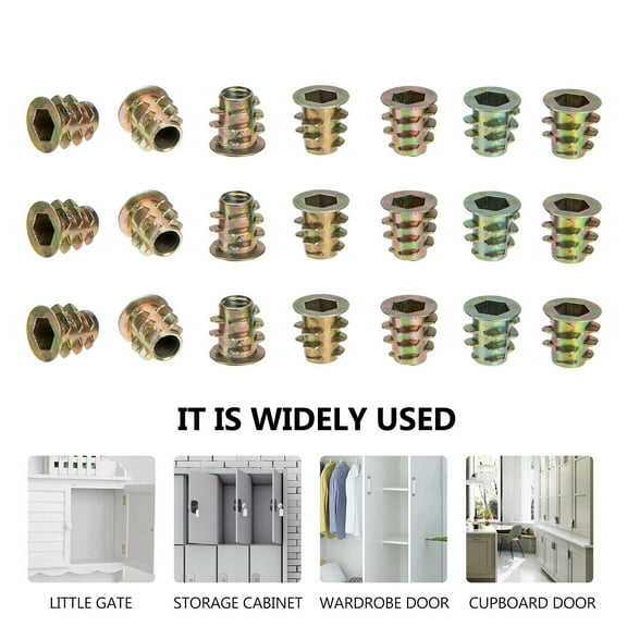 OUNONA Wood Screw-in Nut Inserts 100Pcs Zinc Alloy High Hardness Smooth Socket Head