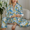 thumbnail image 6 of Bingfone Womens Pajama Sets Flower and Sail Boat Print,Long Sleeve Loungewear Pajamas Set-Small, 6 of 8