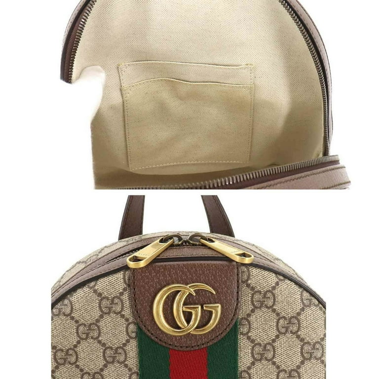 Pre Owned GUCCI Ophidia GG Small Backpack Supreme Leather Brown