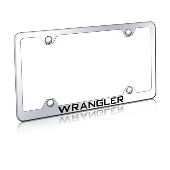 Jeep Wrangler Laser Etched Logo Wide Body License Plate Frame (Chrome)