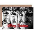 thumbnail image 1 of Alternative Christmas Xmas Weird Three Face Funny Greetings Card Plus Envelope Blank inside, 1 of 3