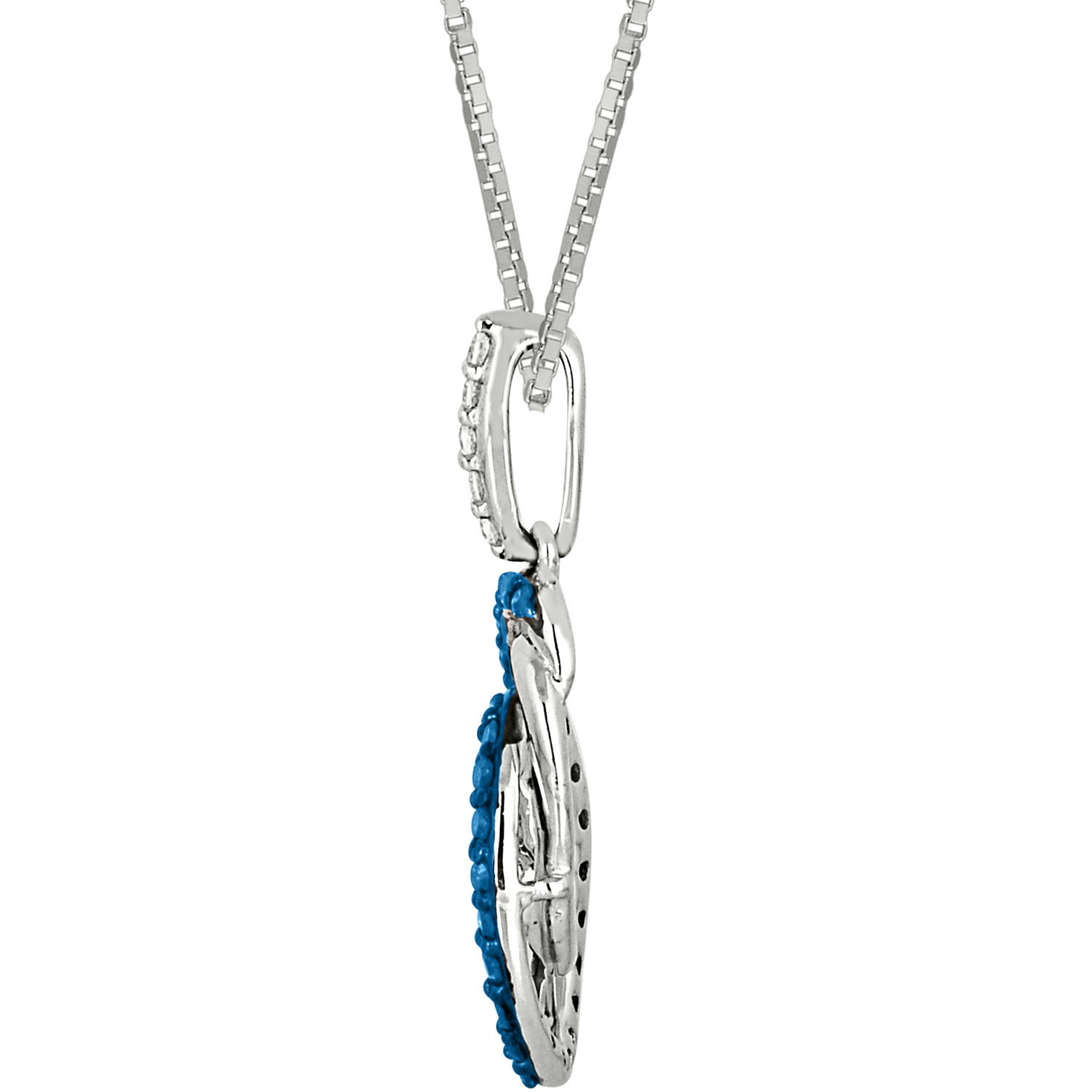 1/3 Carat T.W. White and Blue Diamond Sterling Silver Swirl Pendant